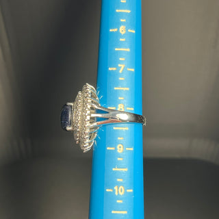 Silver-Tone Cocktail Ring with Blue Sandstone, Size 8
