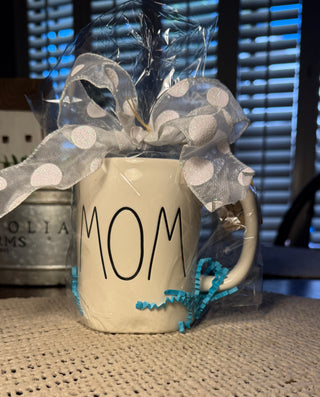 Rae Dunn MOM Mug Teal Inside