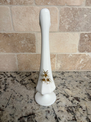 Vintage Fenton "Cardinals in Winter" Handpainted White Milk Glass Vase