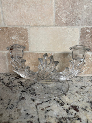 Vintage Fostoria Corsage Baroque Crystal Double Candlestick