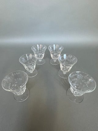 Vintage Mid-Century Cut Crystal Stemware Suite — Grape & Vine, 31 Pieces, Six Shapes