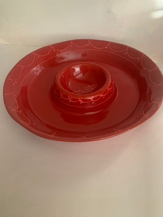 Crate & Barrel XL Red server dish