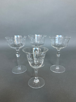 Vintage Mid-Century Cut Crystal Stemware Suite — Grape & Vine, 31 Pieces, Six Shapes