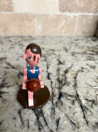 Vintage Japanese Hand Carved Bobblehead Basketball Player