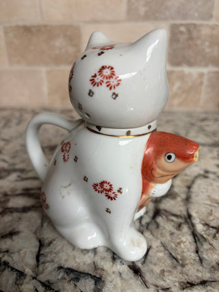 Vintage Chinese Porcelain "Lucky Cat" Creamer or Teapot
