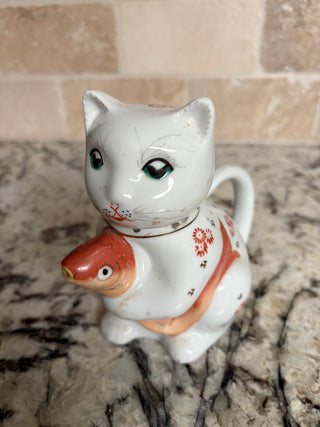 Vintage Chinese Porcelain "Lucky Cat" Creamer or Teapot