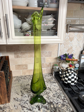 Vintage Viking Epic Drape Slung Vase 28" Tall Green