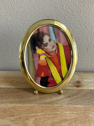 Gold Brass Oval Picture Frame With Stand
