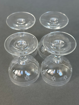 Vintage Atomic Star Cut Crystal Cocktail Coupes — Set of 4, Mid-Century Barware