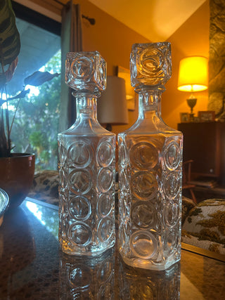 2-set Clear Bullseye Decanters