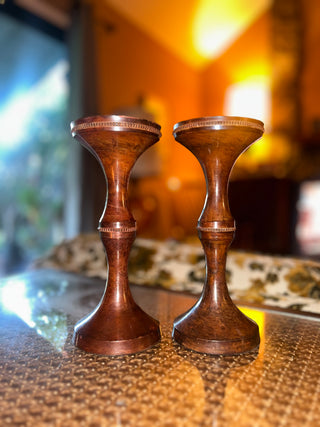 Set copper candlestick holders