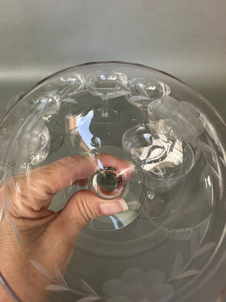 Vintage Hand-Blown Cut Crystal Grape Champagne Coupes — Set of 10, Mid-Century