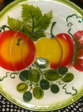 Enamelware graniteware metal fruit serving bowl