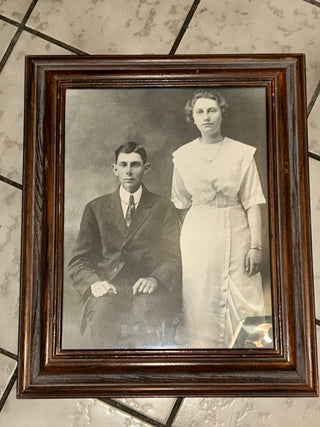 Vintage wood family photograph