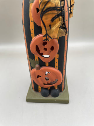 Folk Art Black Cat w/ J-O-L Candle HOlder