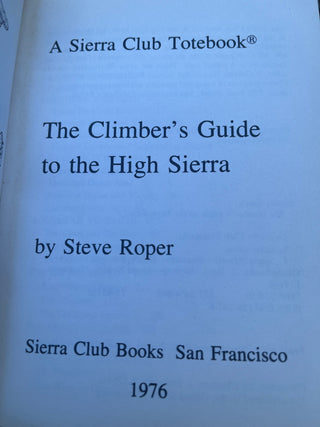 VINTAGE SIERRA CLUB CLIMBER'S GUIDE