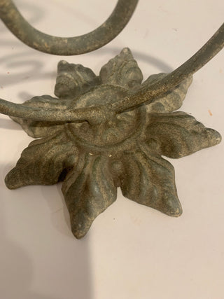 12" cast iron & metal scrolled candle holder