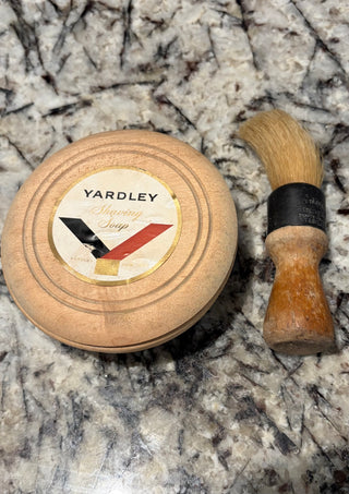 Rare Vintage Yardley of London Shaving Soap Set in Wooden Bowl & Brush