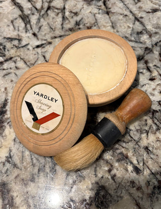 Rare Vintage Yardley of London Shaving Soap Set in Wooden Bowl & Brush
