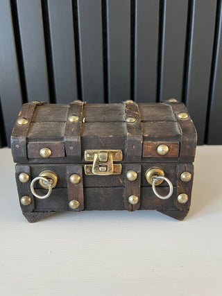 Vintage wood and brass chest
