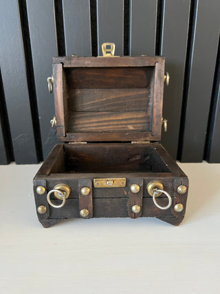 Vintage wood and brass chest