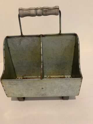 Vntg galvanized 7x7” 4 compartment caddy