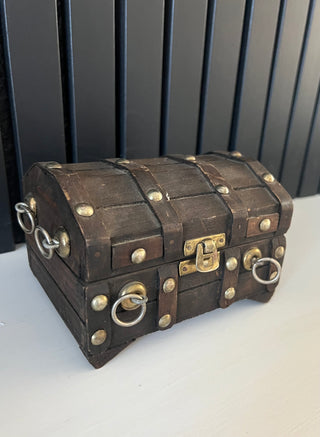 Vintage wood and brass chest