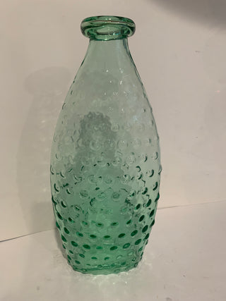 vntg green hobnail/bubble glass vase