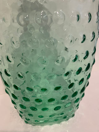 vntg green hobnail/bubble glass vase