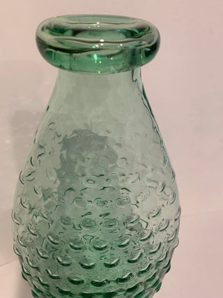 vntg green hobnail/bubble glass vase