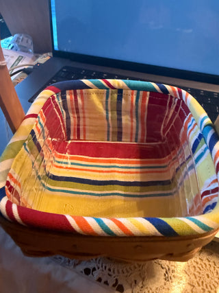 Longaberger Basket 2005 Sunny Day Stripe Lining Signed 5" X 5" Square handle