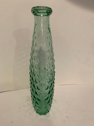 vntg green hobnail/bubble glass vase
