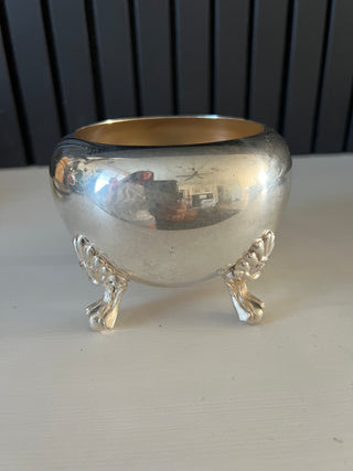 Vintage silver plate footed sugar bowl