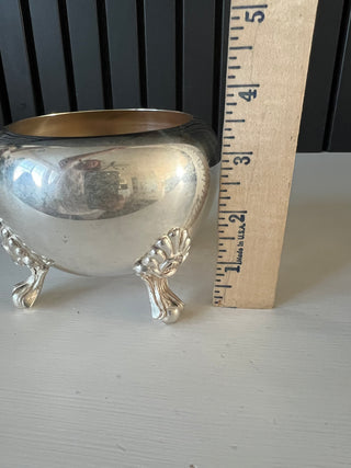 Vintage silver plate footed sugar bowl