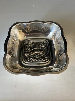 Vintage silver plate antelope bowl
