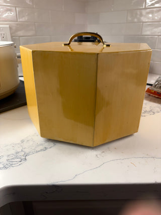 Vtg. (1950) 2-tier pie/bread safe box, yellow, 11"x11.5"x7"