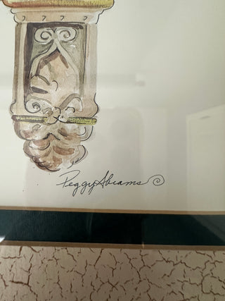 Vintage Peggy Abrams Framed Lithograph "Neo Classic Roses and Ivy" Paragon Gallery
