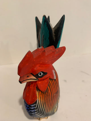 Vntg hand carved wood rooster figurine