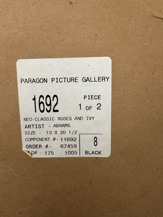 Vintage Peggy Abrams Framed Lithograph "Neo Classic Roses and Ivy" Paragon Gallery