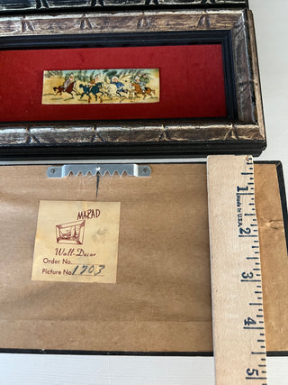 Persian hand painted bone framed set of 3