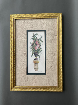 Vintage Peggy Abrams Framed Lithograph "Neo Classic Roses and Ivy" Paragon Gallery