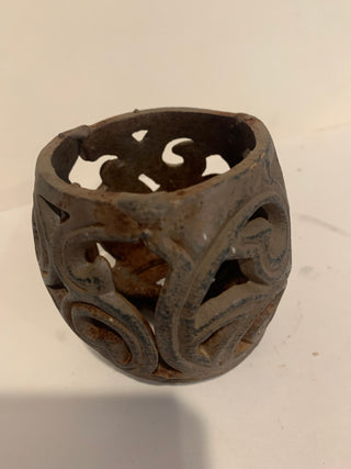 Vntg 3 1/2" cast iron rustic candle holder