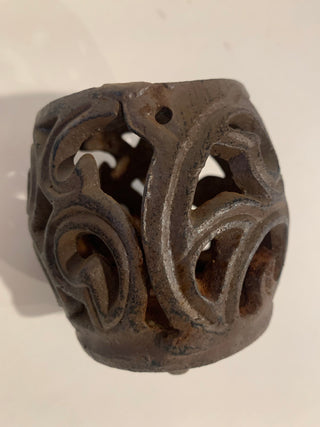 Vntg 3 1/2" cast iron rustic candle holder