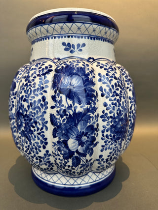 Vintage Royal Copenhagen Aluminia Eremitage Blue White Faience Urn Vase 14"