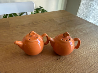 Orange Salt and Pepper Teapots