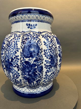 Vintage Royal Copenhagen Aluminia Eremitage Blue White Faience Urn Vase 14"