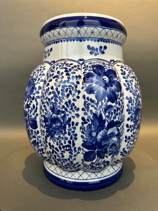 Vintage Royal Copenhagen Aluminia Eremitage Blue White Faience Urn Vase 14"