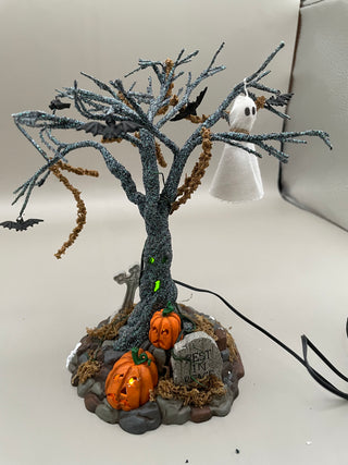 Dept 56 Snow Village Lit Graveyard Tree