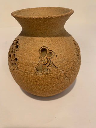 5" bee sanded stoneware vase