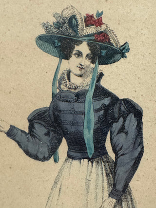 Antique Framed Hand-Colored Fashion Plate